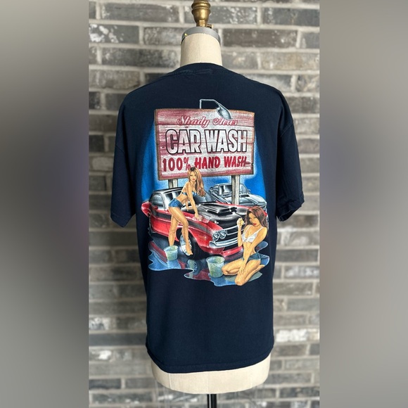 Hybrid Tees Other - Hybrid Tees Car Wash Graphic T-Shirt Y2K Pinup Girl Muscle Car T-Shirt